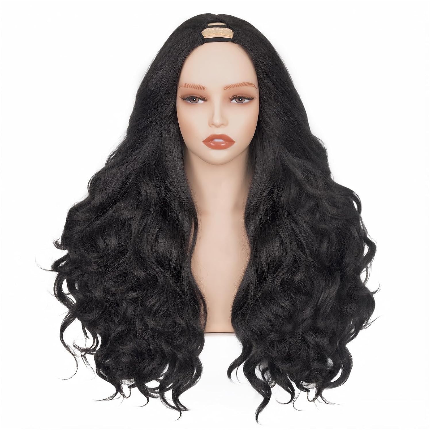 Yaki Curly V Part Wig 26 Inch Curly Half Wigs for Black Women Glueless Synthetic