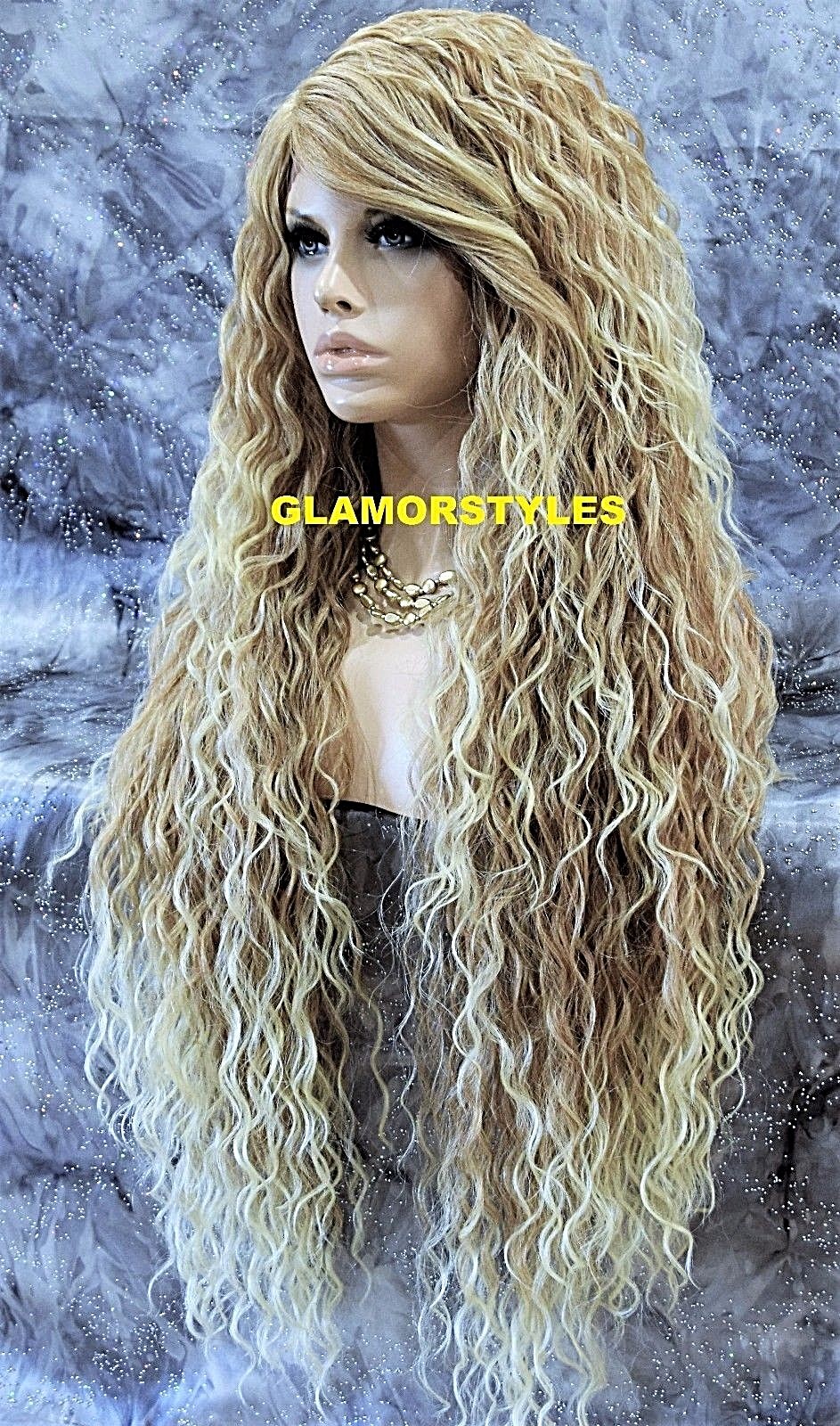 LACE FRONT FULL WIG LONG LAYERED WAVY MEDIUM BLONDE MIX HEAT OK NEW