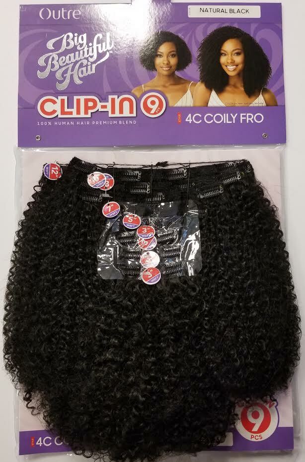 Outre Big Beautiful Human Hair Premium Blend CLIP-IN 9PCS 4C COILY FRO