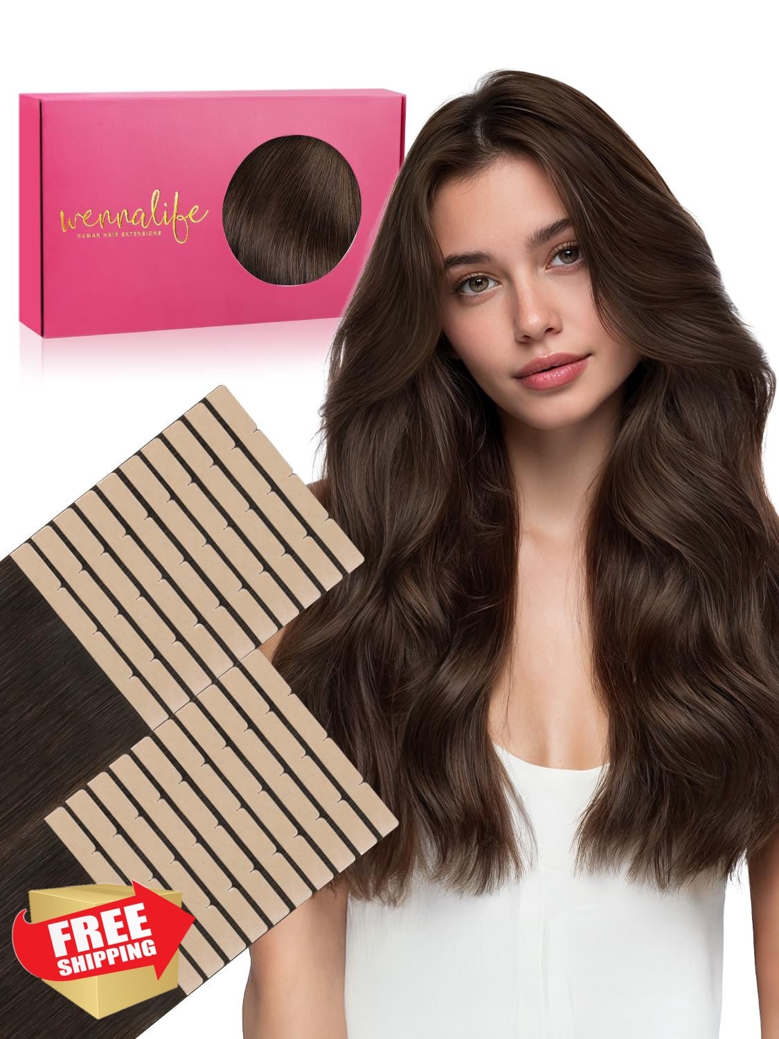 Wennalife 8cm Tape in Hair Extensions Chocolate Brown