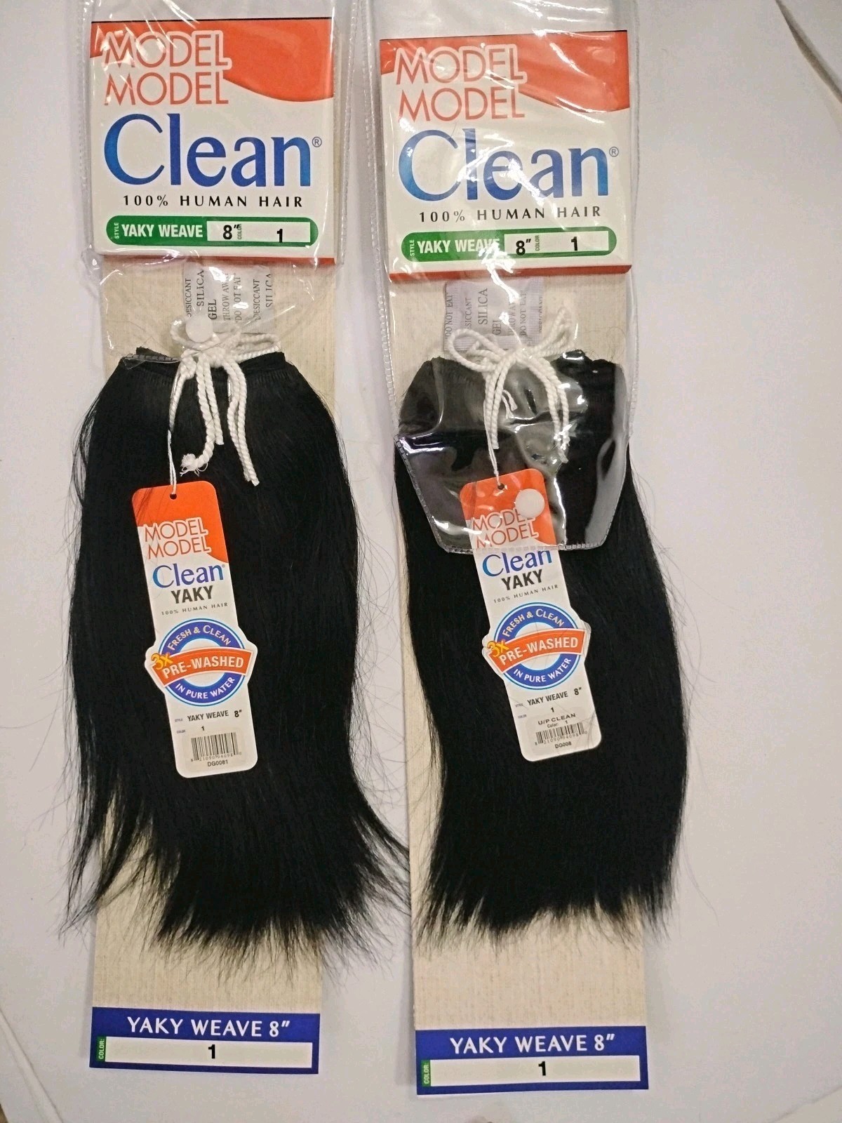 2 Packs MODEL MODEL Clean 100% Human Hair Weave Extension Yaky washed _8″_#1