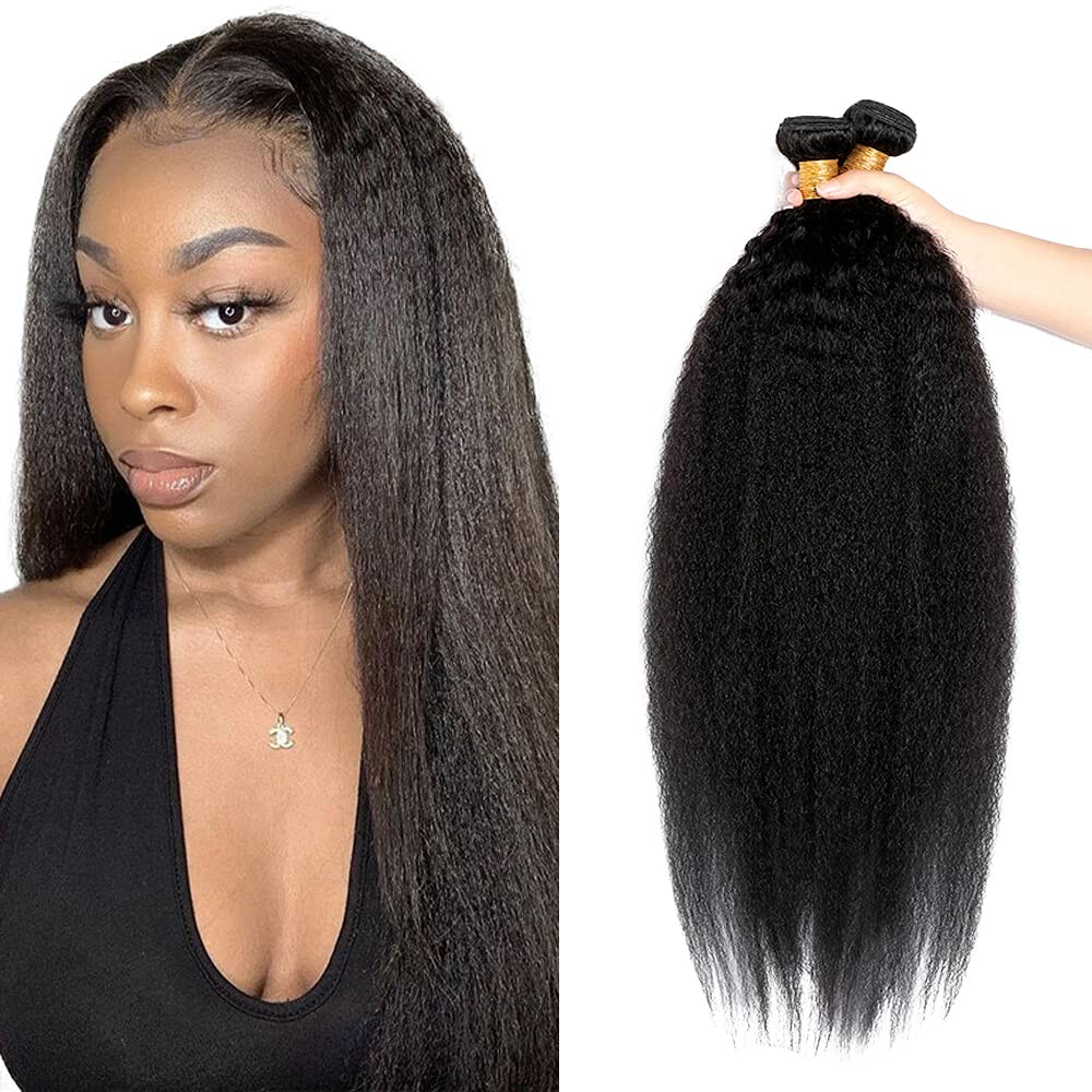 Crmbmod 1B Black Bundles Human Hair Yaki Straight Bundles 22 24 26 Inch