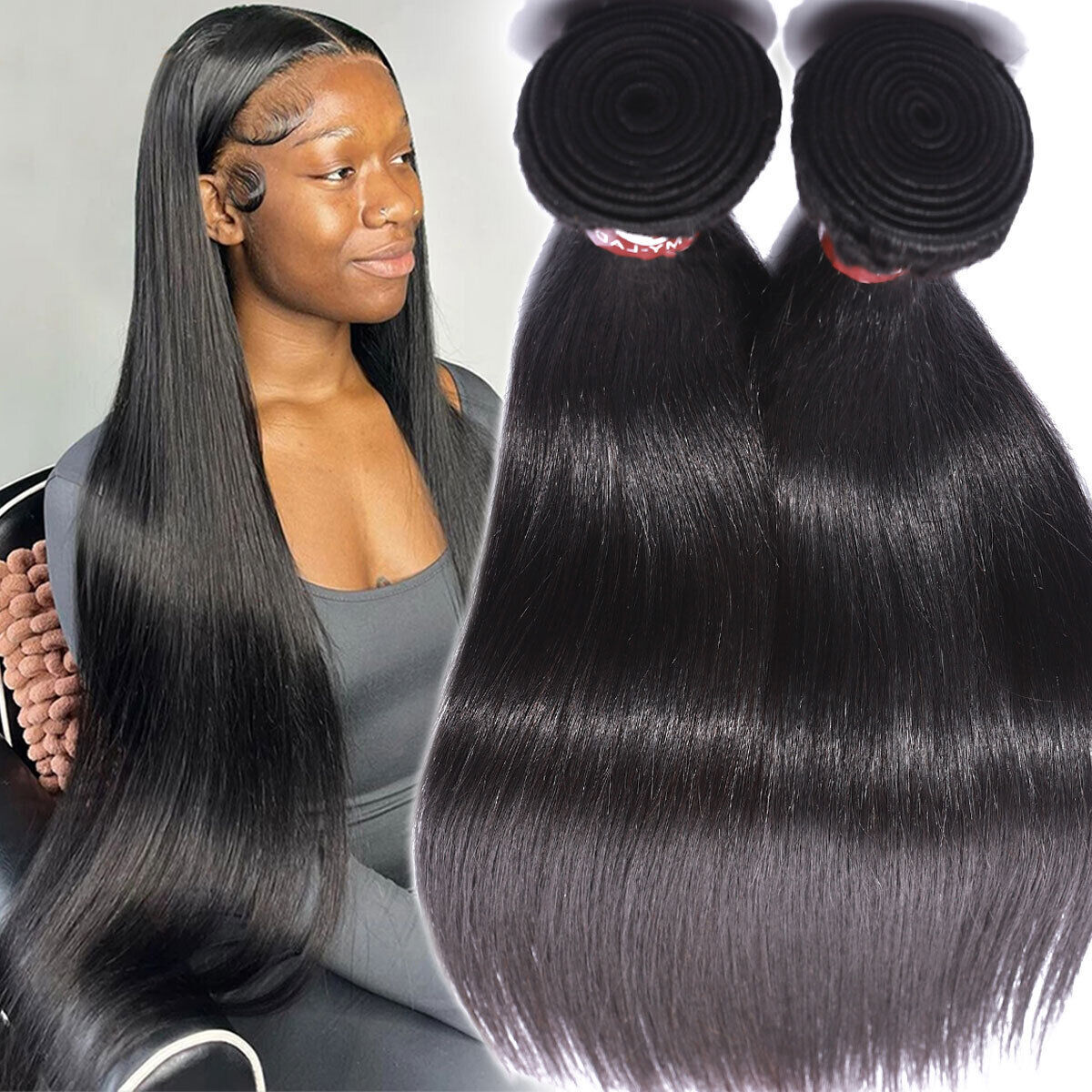 10A Brazilian Virgin Human Hair Extensions 3Bundles=300G Straight/Body Wave Hair