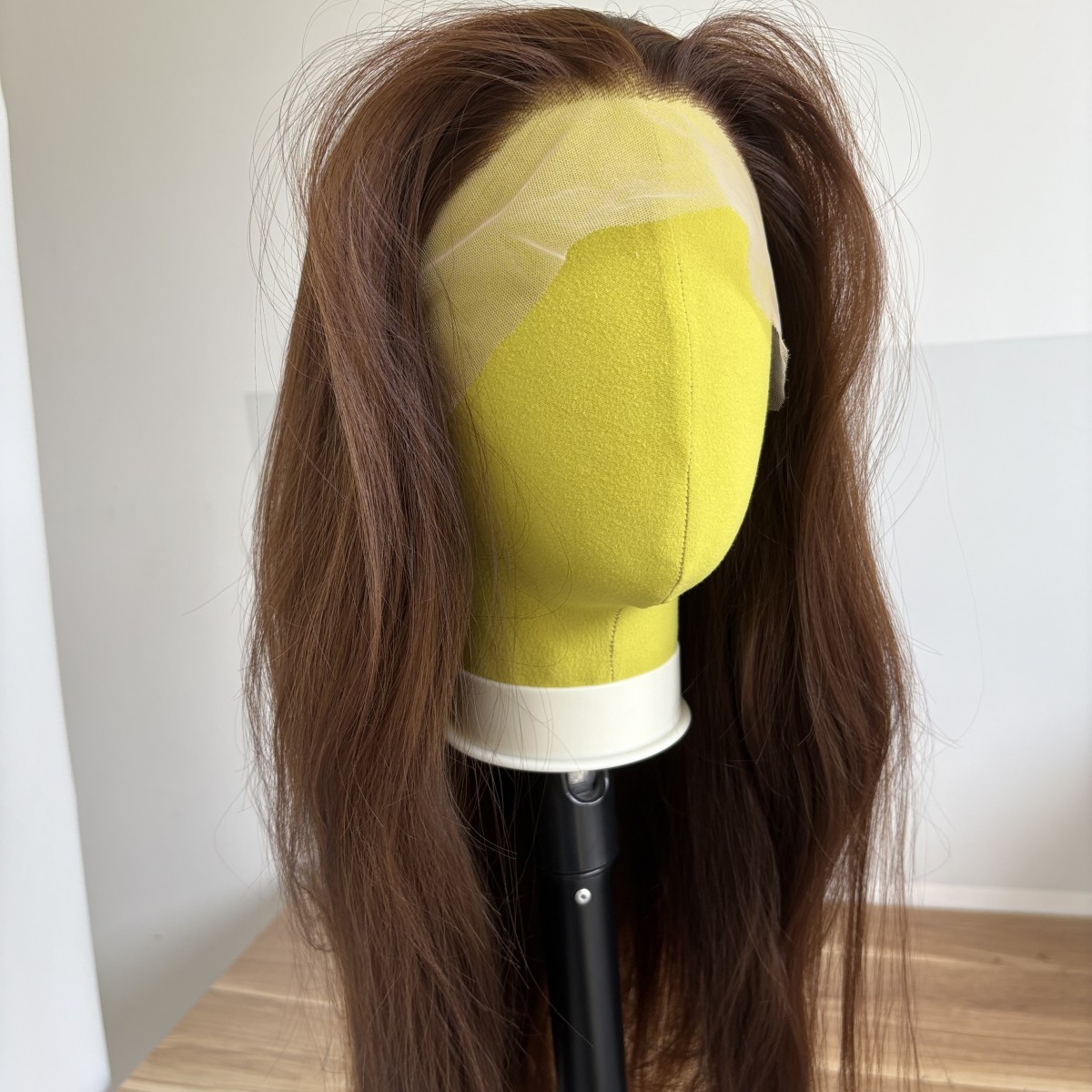 Heat Resistant Synthetic Hair Choc Brown Long Straight Frontal Lace Wig