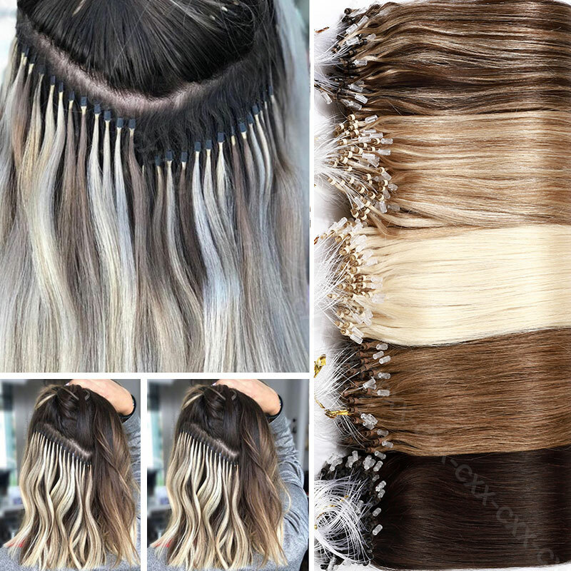 300S Micro Ring Beads Hair Extensions Easy Loop Micro Loop 100% Remy Human Hair