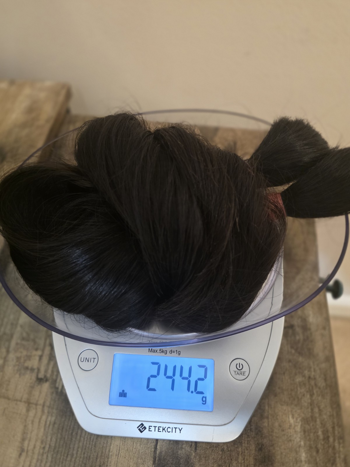 Black Human Hair Ponytail Bundles Straight Thick 40 in 244.2 grams 2pcs