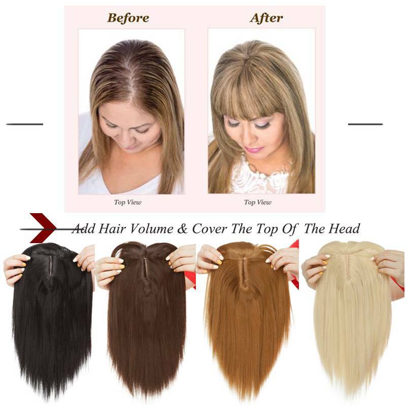 100% Natural Clip In Topper Hair With Bang Toupee Hairpiece Extension For Human