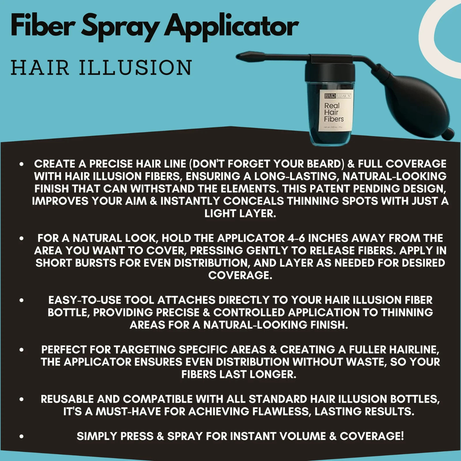 Hair Illusion 18g Dark Brown Hair Fibers + Water Resistant Spray + Applicator