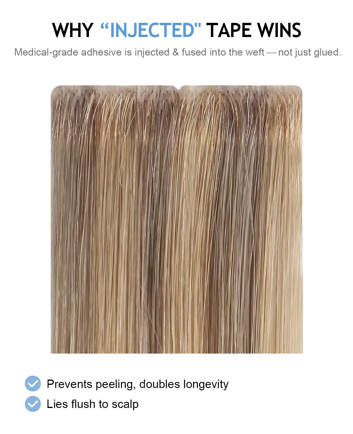 Cookayu Invisi Edge Tape In Extensions Human Hair Ash Brown To Blonde And Ash
