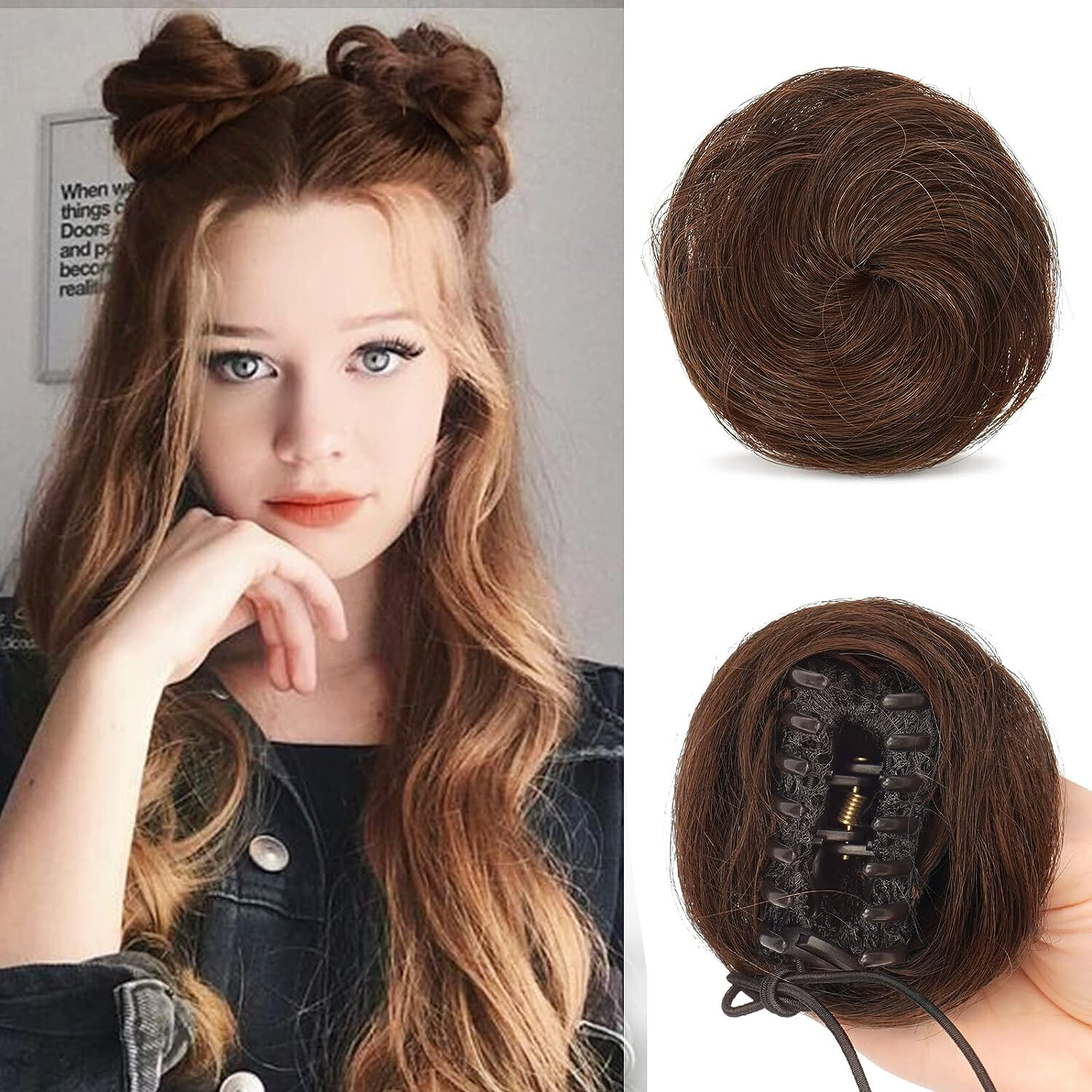 Mini Claw on Hair Bun Chignon Clip In Messy Hair Piece Extensions Donut Hairdo