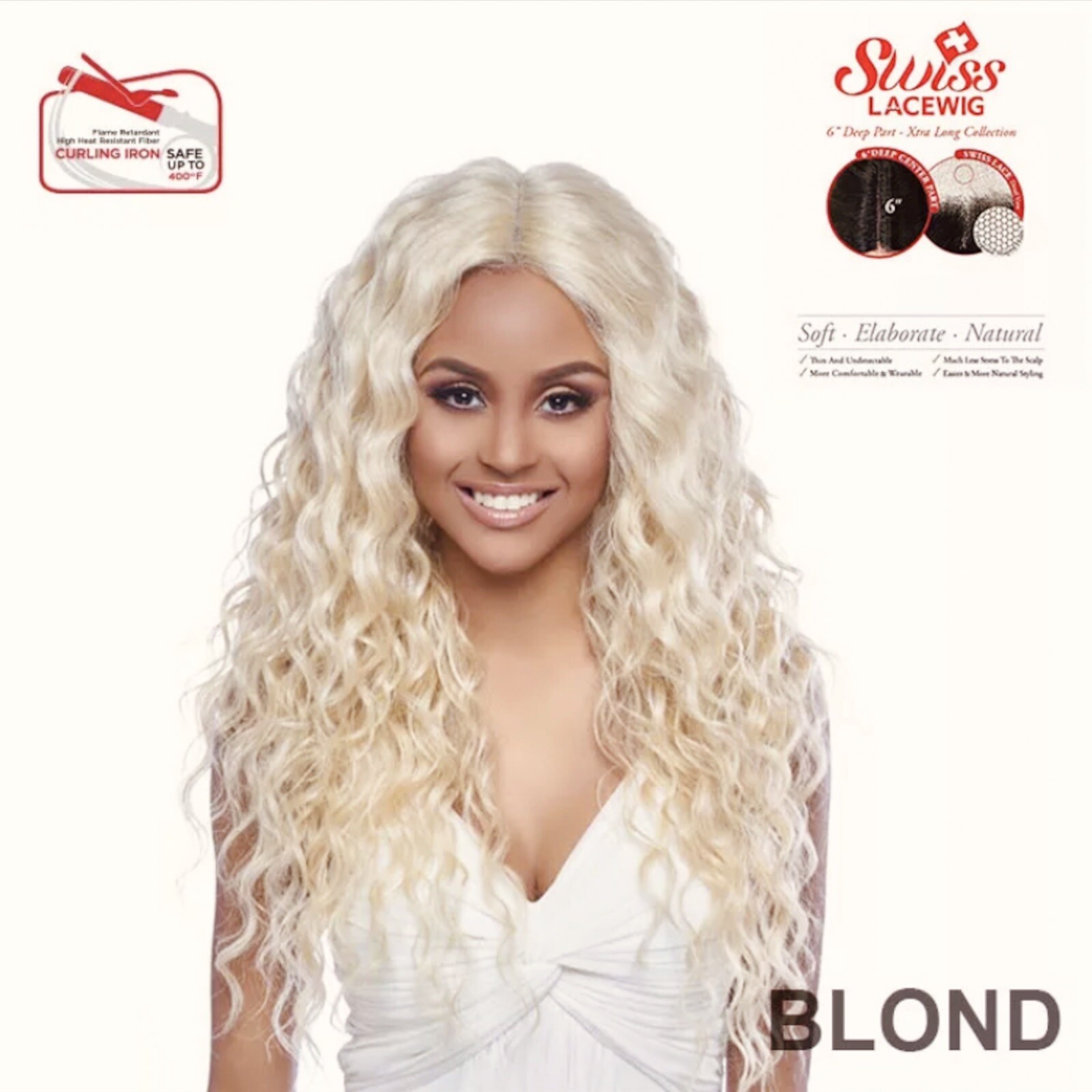 NEW LSD62 HARLEM 125, Synthetic Swiss Lace 6” DEEP CENTER PART, Lace Front Wig