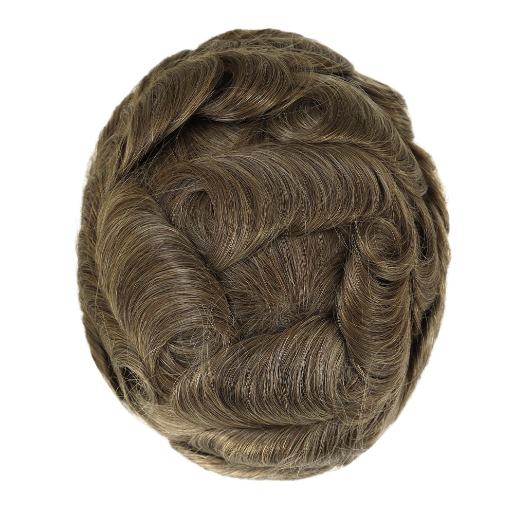 Toupee For Mens Human Hair Lace Front Replecement System Hairpieces Bleach Knots