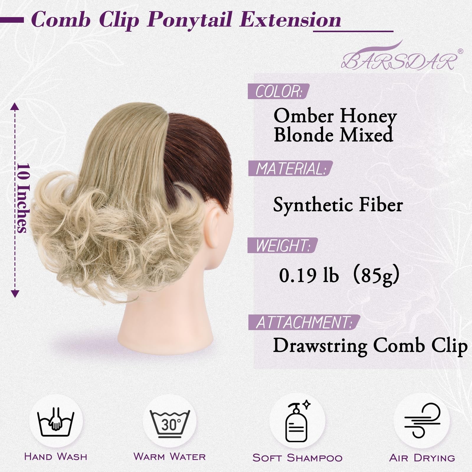 BARSDAR Ombre Blonde Drawstring Ponytail Extensions Honey Mixed