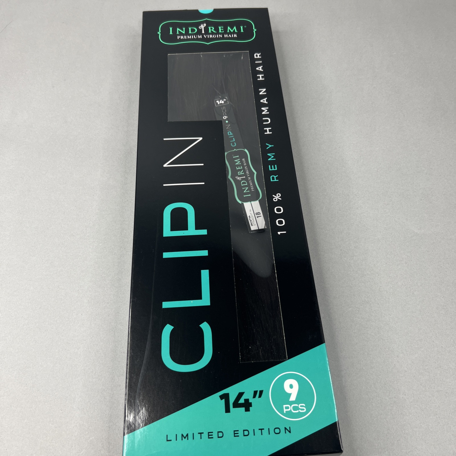 Indi Remi 9 Pc 14” Clip-in #1B Off Black Straight Human Virgin Hair Bobbi Boss