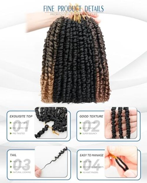 Passion Twist Crochet Hair-Mixed Color Combo 10 Inch(Pack of 8 ) 1B+T27+T30