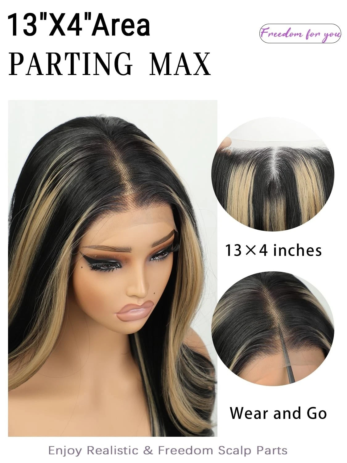 cuiud Skunk Stripe Glueless Lace Front Wig 0129 Synthetic Layered Wave 107