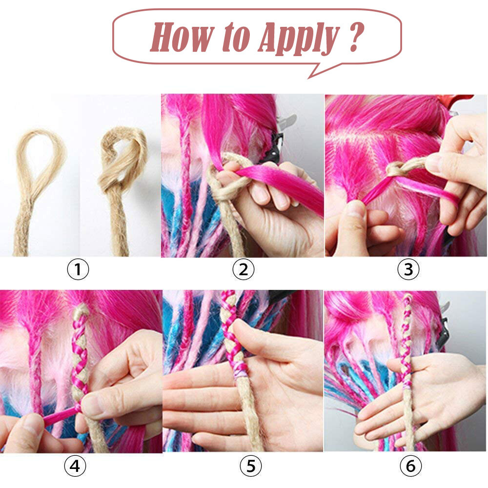 Long Ombre Dreadlocks Hair Extensions Synthetic Crochet Braiding Dreads Locs US