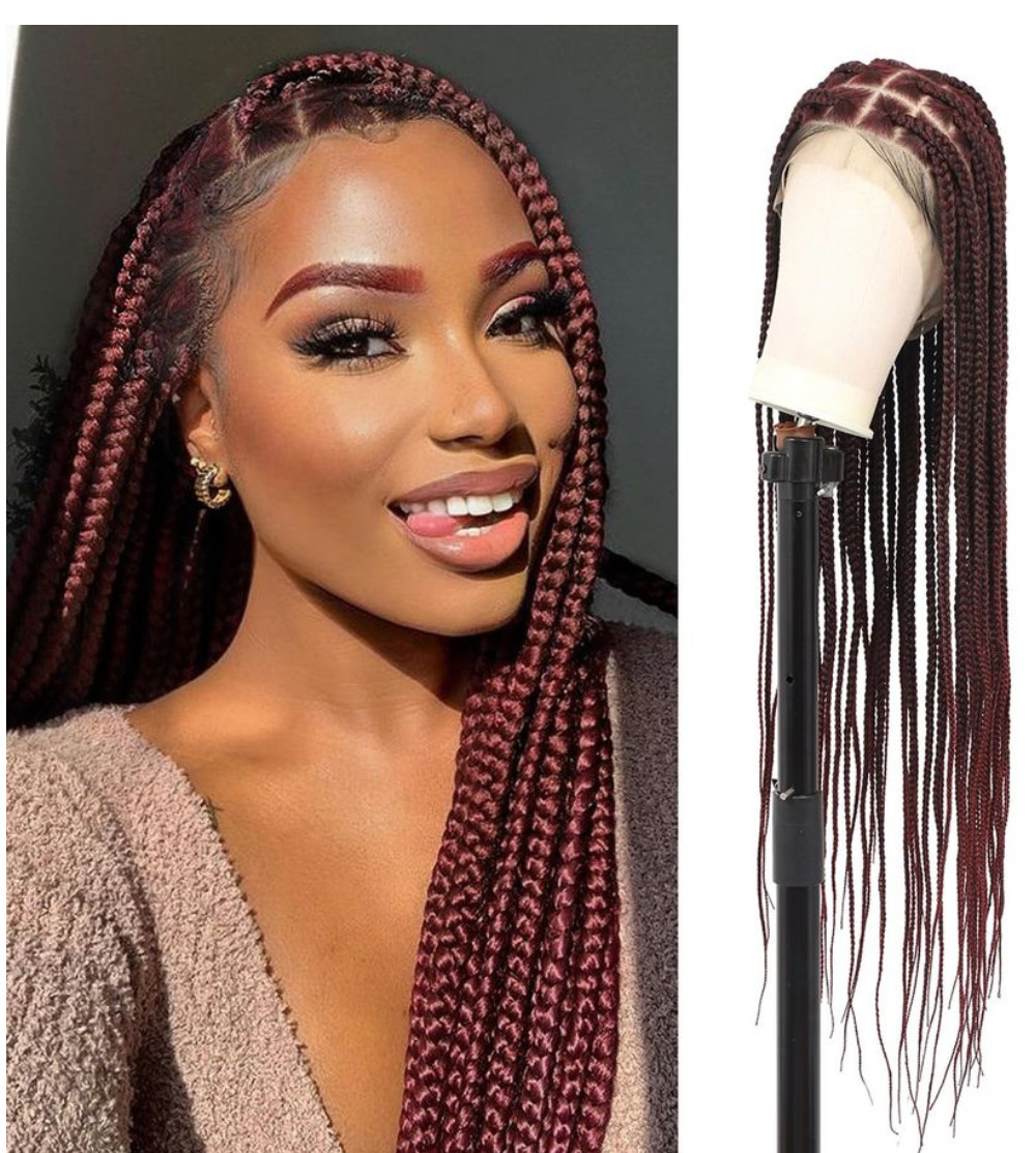 360 HD Full Lace Knotless Braided Wigs for Women Braided Lace Synthetic 36″