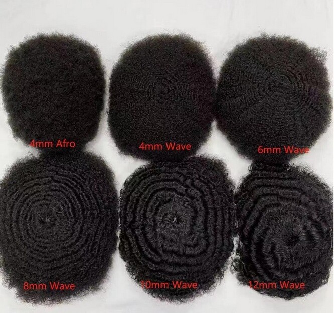 360 Lace Wave Man Toupee Hair 6MM Curly African Black Mens Replacement Hairpiece