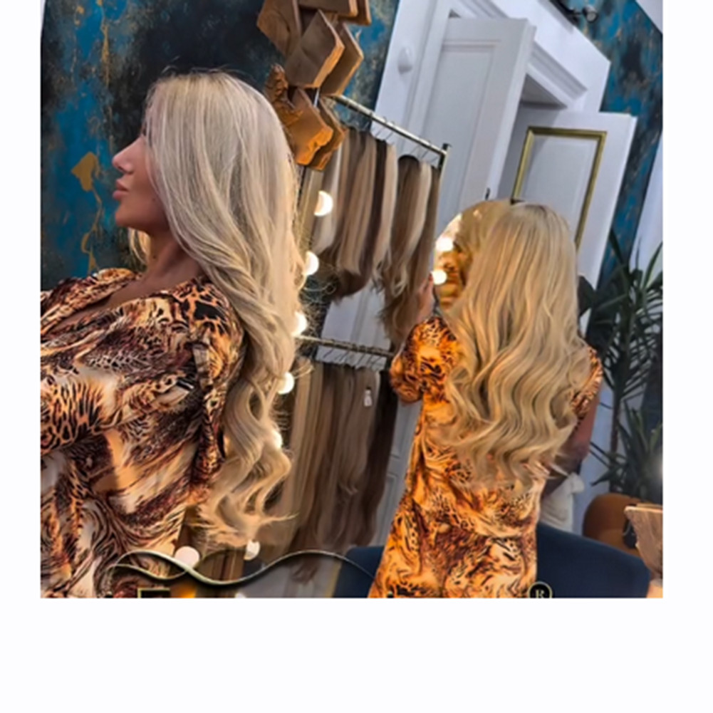 Blonde Customize Spider Seamless Octopus Clip in Hairpiece Clips in Wefts Topper