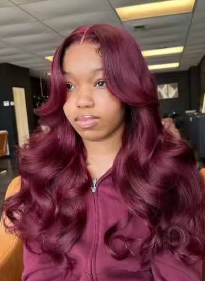 9Burgundy Wavy Human Hair Bundles Full Ends PRE PLUCKED Thick Full Wine Red Body
