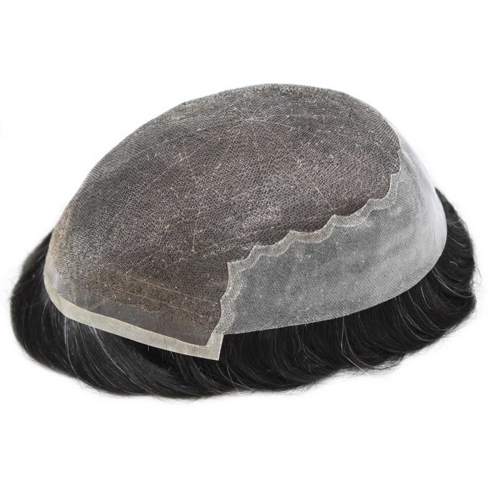 Mens Hair Piece System Swiss Welded Mono Lace Wig Toupee for Men PU Skin Unit US