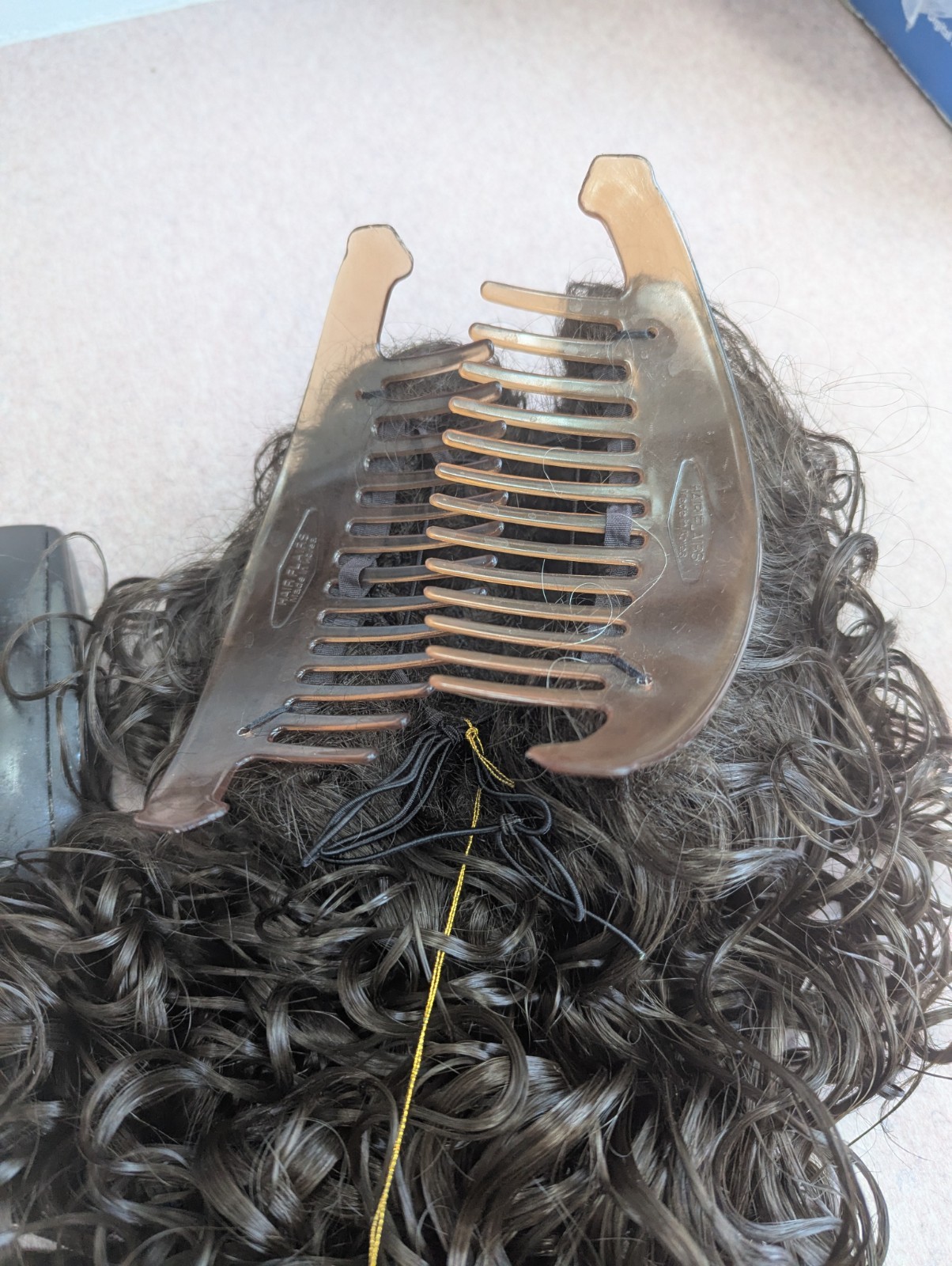 Tony Of Beverly Long Luxury Flair Comb Curly Hairpiece Color #6 Medium Brown