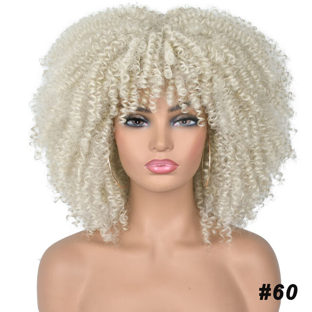 Short Curly Afro Wig With Bangs for Black Women Kinky Curly Hair Wig Afro Wigs