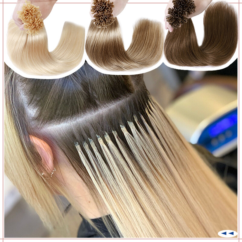 300Strands Nail U Tip Pre-Bonded Real Remy Human Hair Extensions Thick Russian