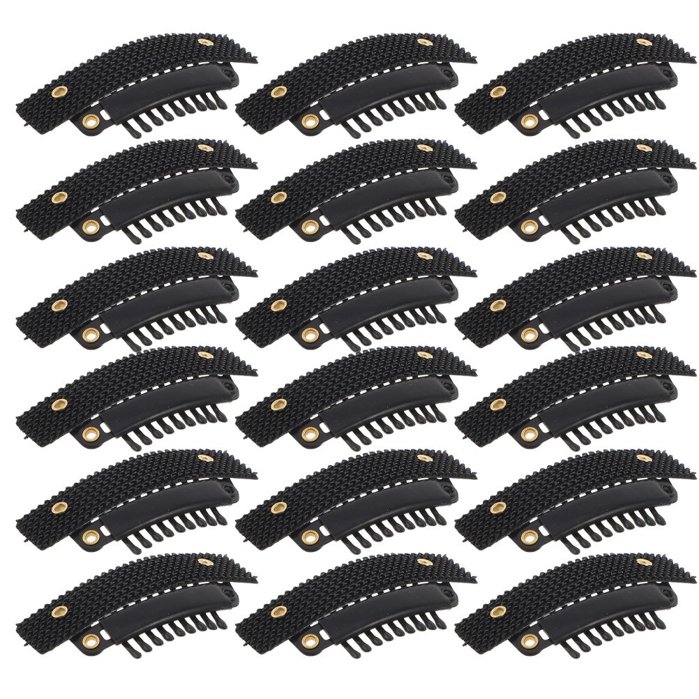 50Pcs Peel and Stick U Shape Snap Wig Clips Durable Plastic Metal Black