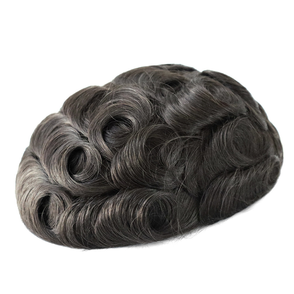 Mens Toupee Human Hair Super Thin Skin Replecement System Natural Hairpiece8X10