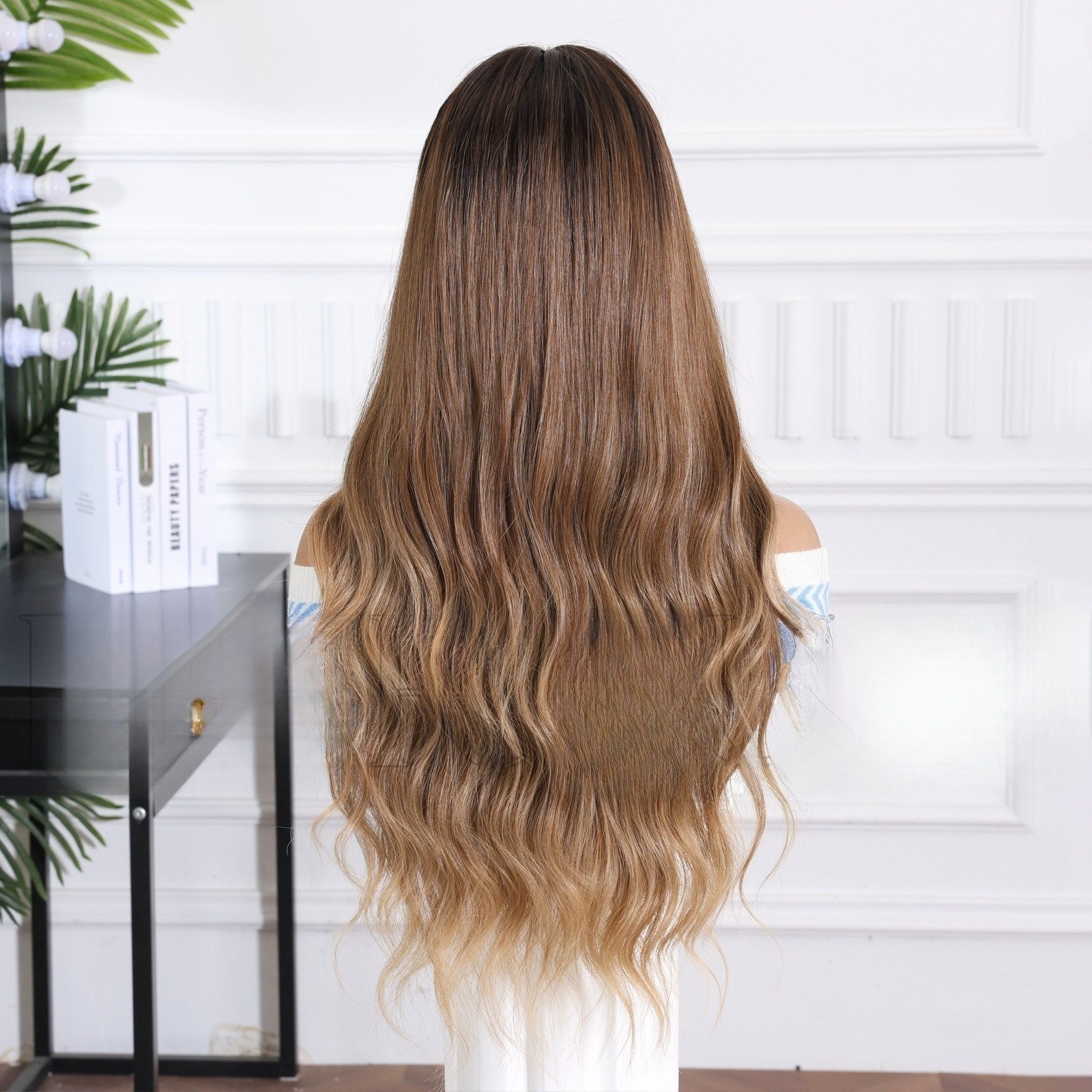 26″Heat Resistant Fiber Long Light Brown Wavy Hair for Women