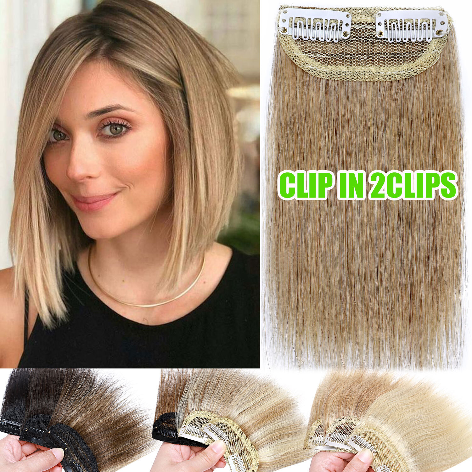 Invisible Short Hair Pad Clip In Remy Human Hair Extensions Thick Hairpiece 4-12