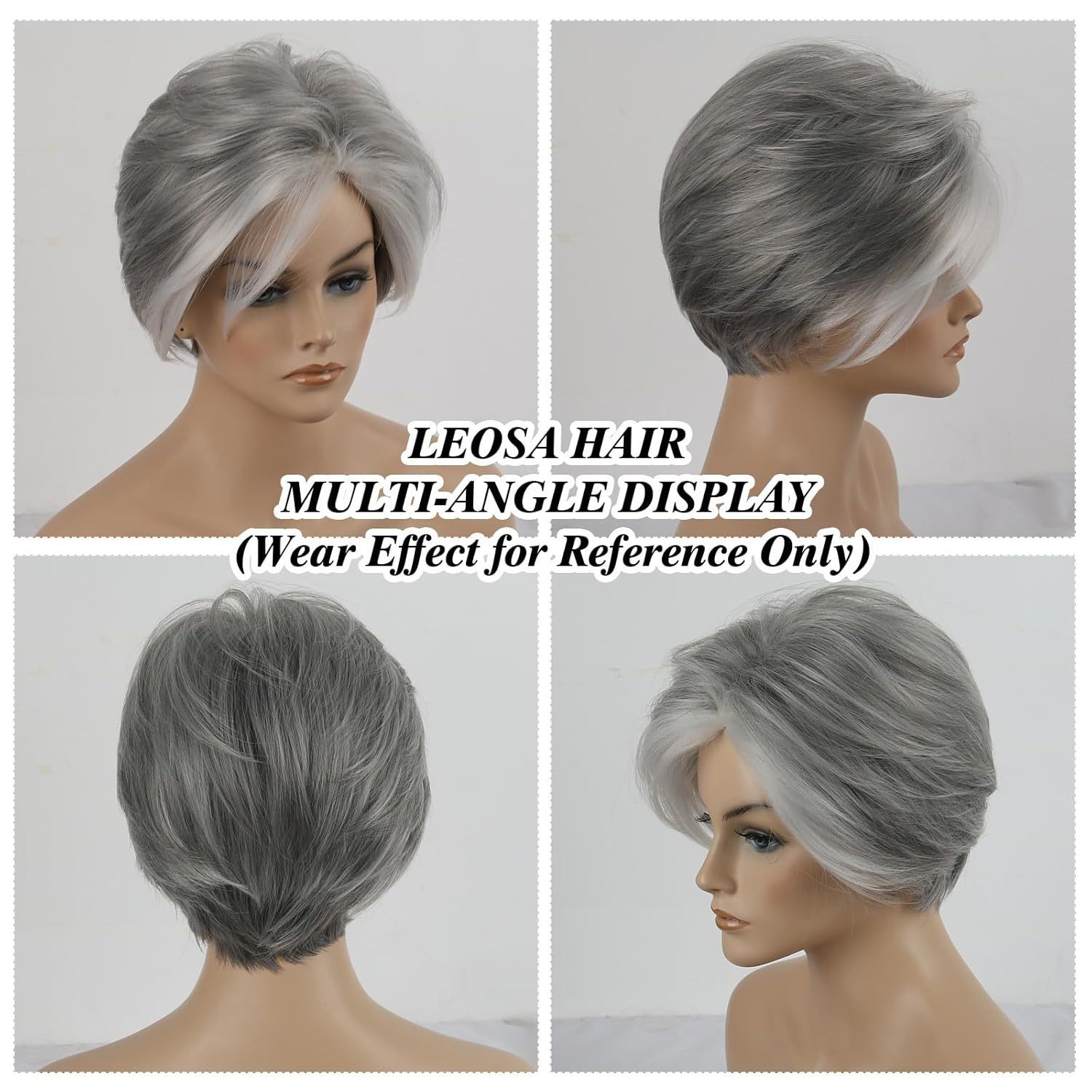 9in Short Silver Gray Wig for Women Full Heat Resistant Synthetic Cosplay Party