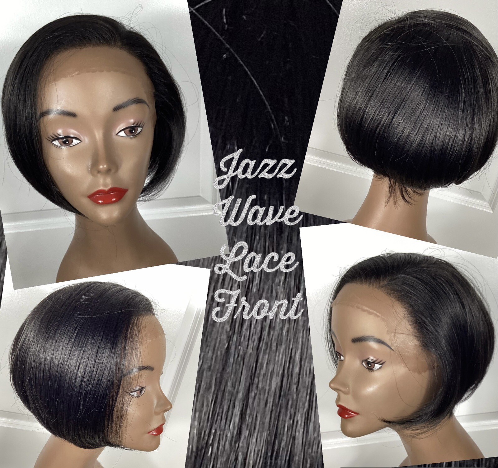 Jazz Wave Lace Front Wig Short LCS 130 Bob Black Tangle Free Synthetic EUC O-4