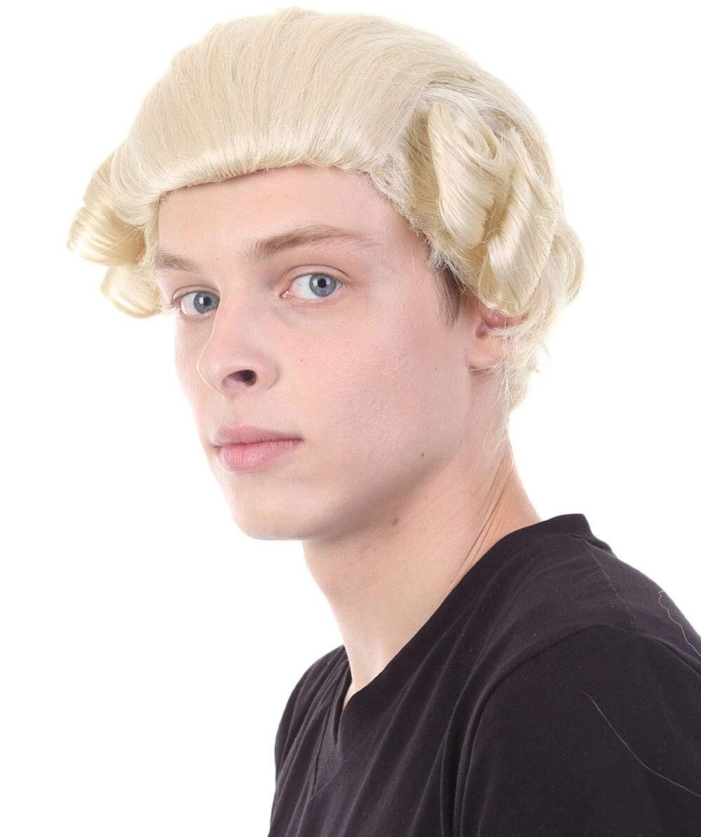 HPO Adult Unisex Colonial Style Historical Wig, Blonde Color, HM-645A