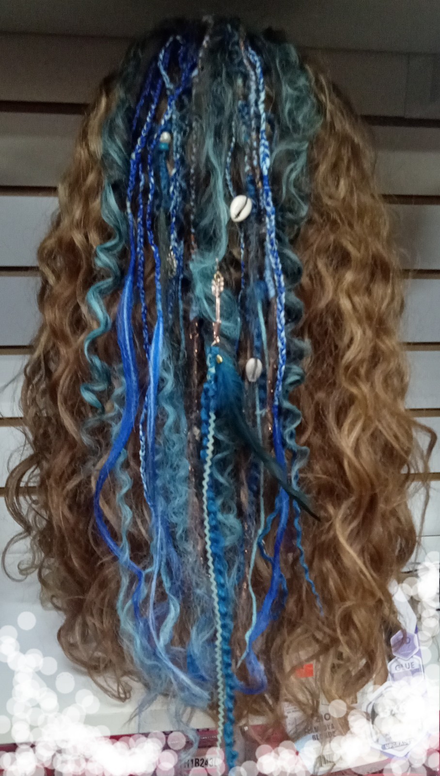Handmade locs Extensions accent Black BLUE Braids curly gothic rave hair accesso