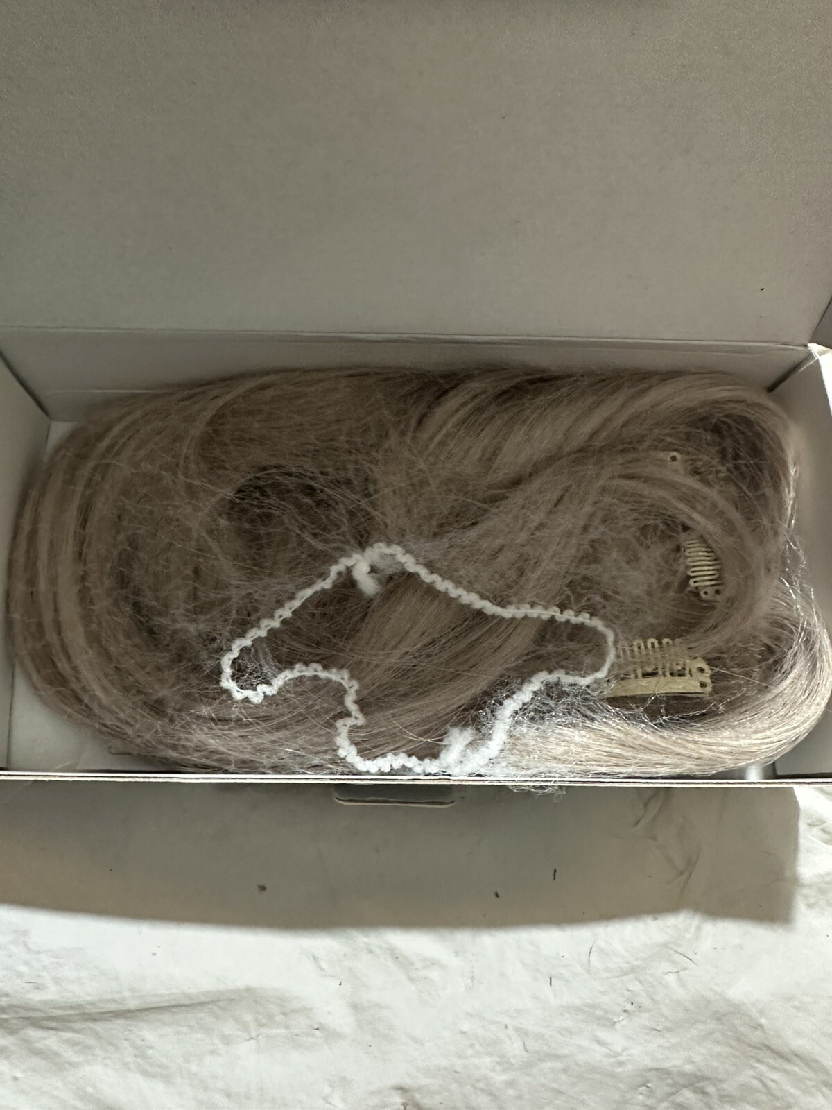 14in Topper For Thinning Hair 5.1×2.8″ Silk Base Clip in Remy Hairpiece Grey Cl3