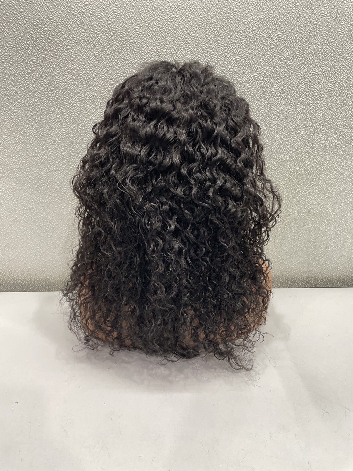 SNJON Natural Black Water Wave Human Hair Blend 13×6 Front Lace Wig, 18″
