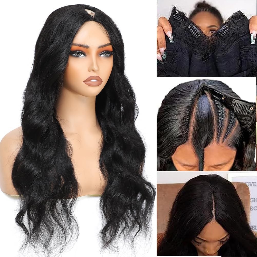 Nzinzi V Part Wig Human Hair Body Wave Upgrade U Part Human Hair Wig Clips