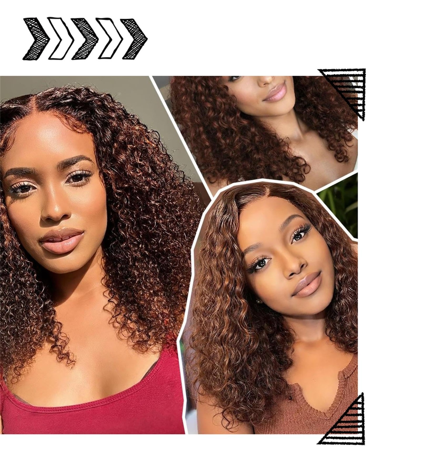 Jolanly Chocolate Brown Bob Wig Human Hair 13X6 Deep Wave Lace Front Wigs Human
