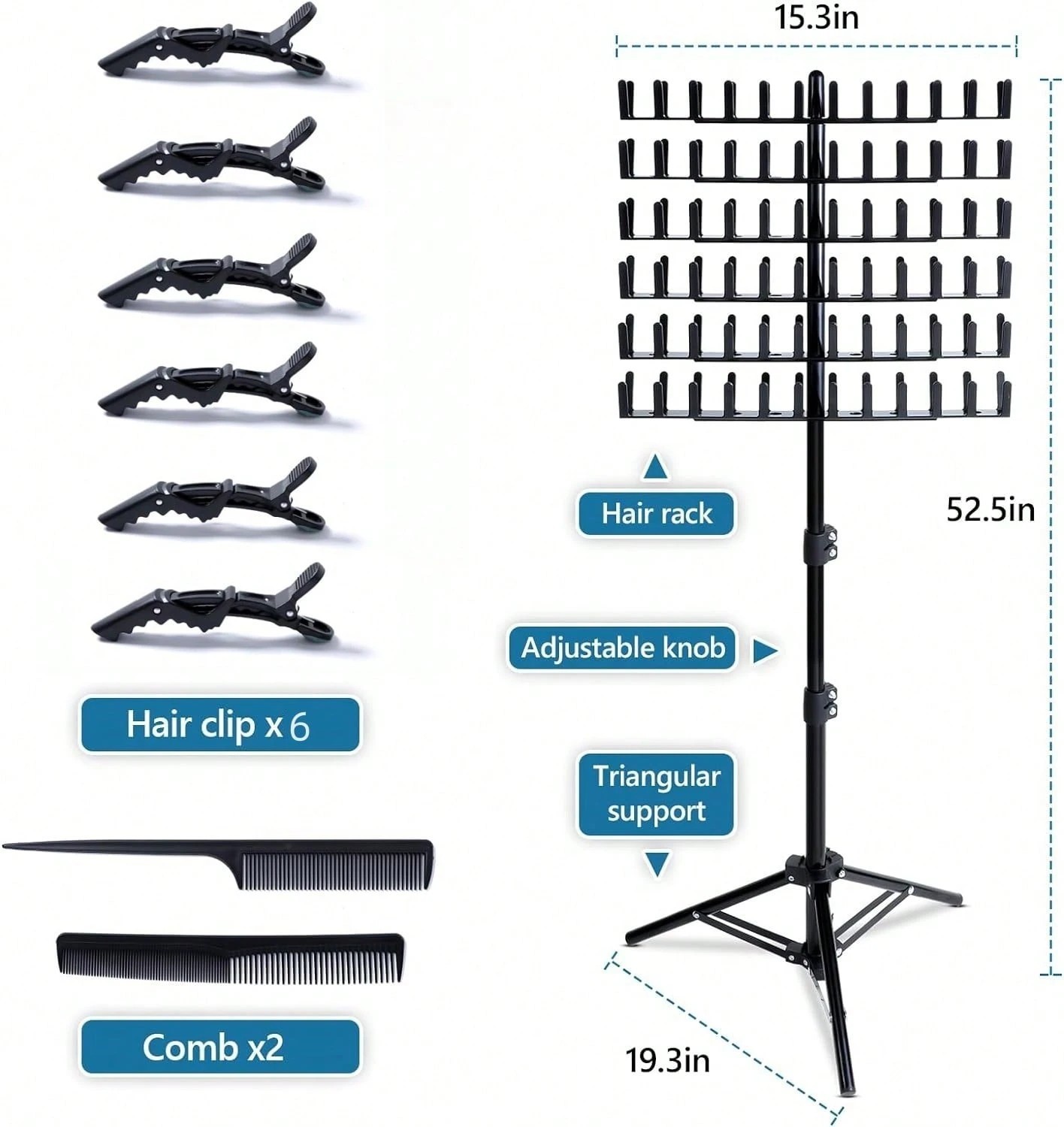144 Peg Braiding Hair Rack Adjustable Extension Holder Stand Salon Tools Black