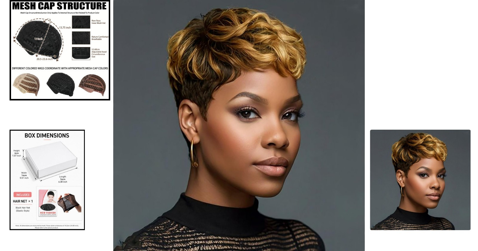 Heat Resistant Short Ombre Curly Wig for Black Women – Adjustable Fit Included