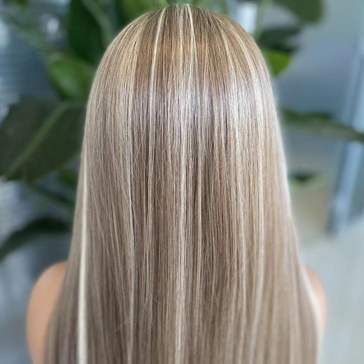 Straight Synthetic Wig Mixed Brown Blonde Highlight Lace Front Wigs