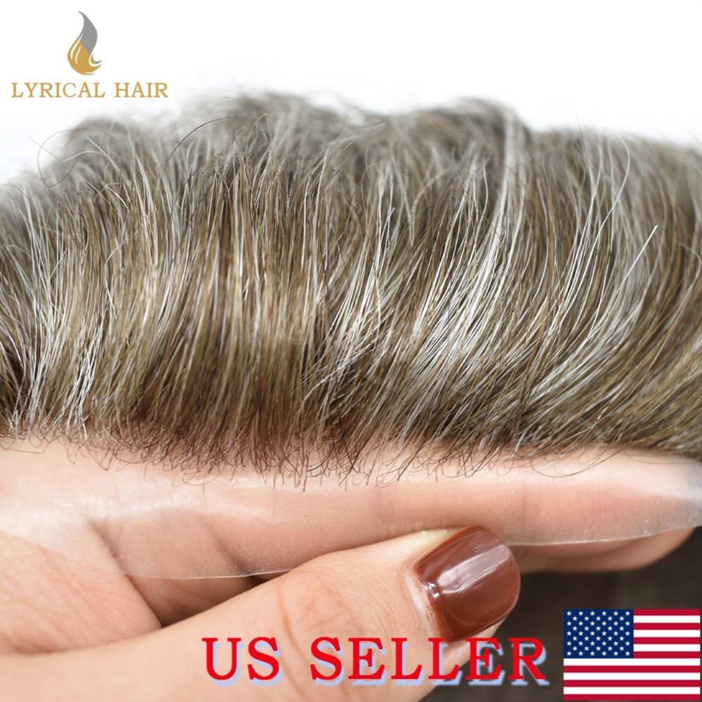 Lyrical Hair Fine Mono Mens Toupee Monofilament Wig Poly Human Hair Piece System