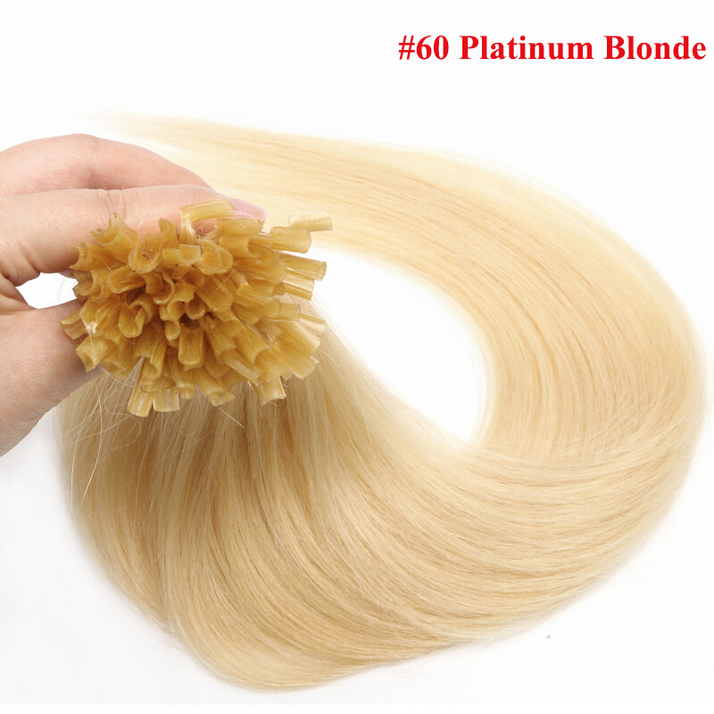 100G Thick U Tip Nail Tip Extensions Pre Bonded Keratin Human Hair Extensions US