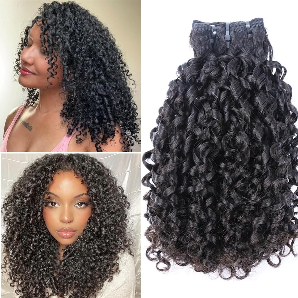 16A Double Weft 14″ Curly Human Hair Bundles – 100% Unprocessed Virgin Hair, Nat