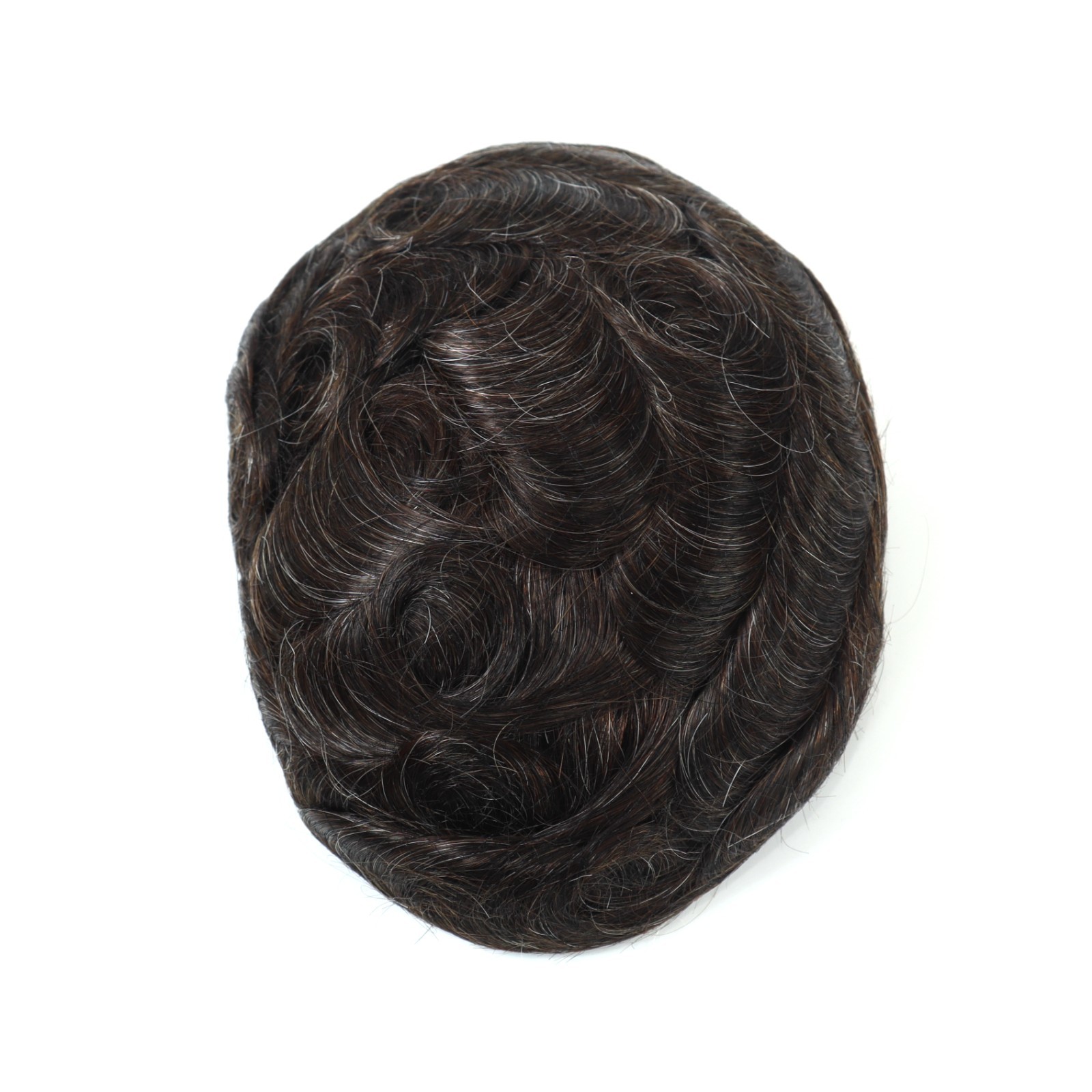 Mens Toupee Human Hair Replacement System Mono Center Medium 130% Hairpiece #320