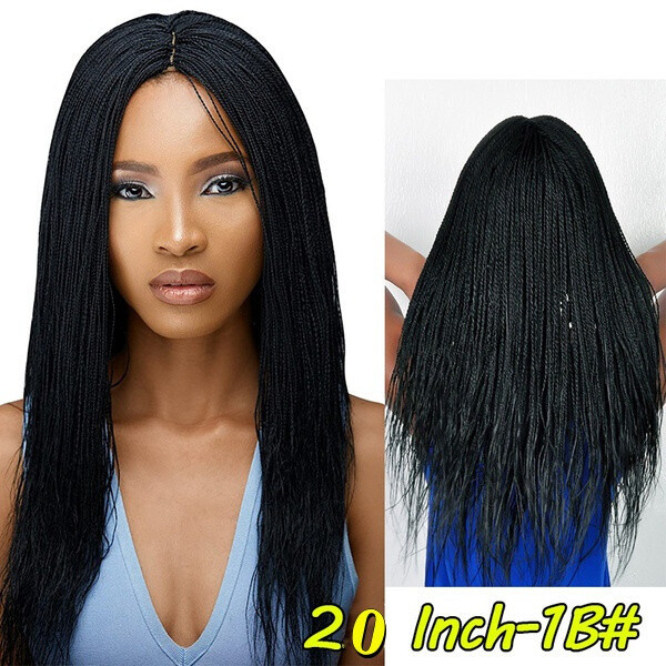 African Braided Wigs Black Micro Braid Wigs None Lace Wigs for Women Daily Wear