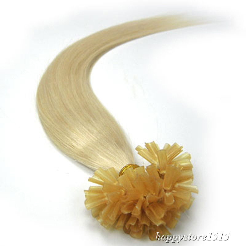 Remy Human Hair Extensions 100S Pre Bonded Nail Keratin U Tip Glue Hair 1g 0.5g